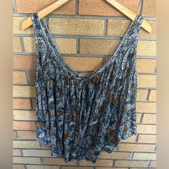 Free People Hummingbird Chloe Cold Shoulder Blouse Blue Paisley Print Size Small - Picture 5 of 7